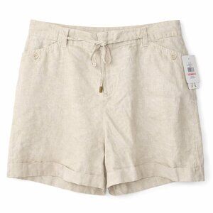 NWT COMPANY ELLEN TRACY Sandstone (100% Linen) Cuffed Shorts Plus Size XXL